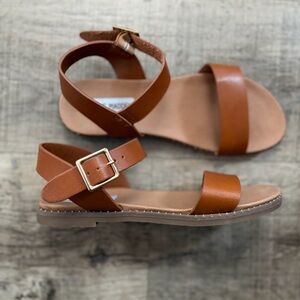Steve Madden Brown Ankle-Strap Flat Sandals